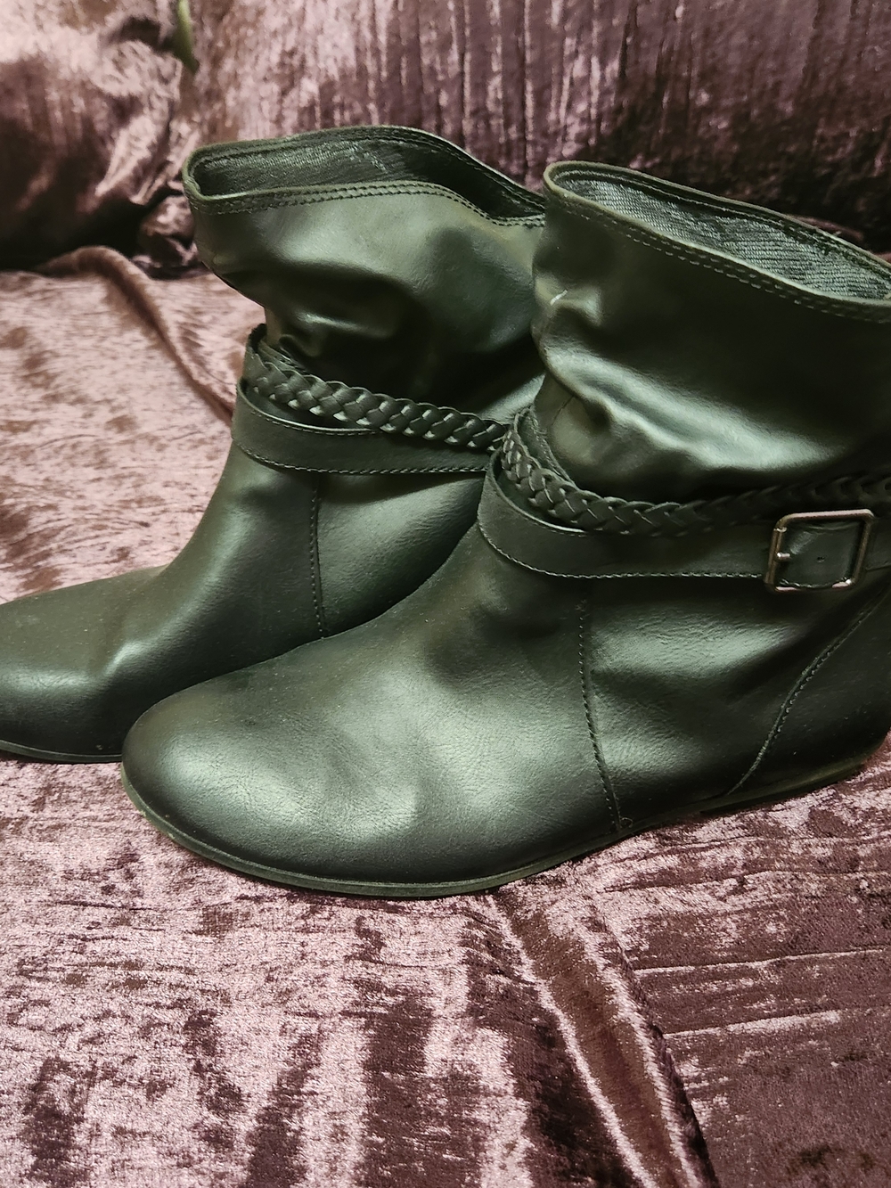 American Eagle Outfitters Black Braided Strap Ankle Boots